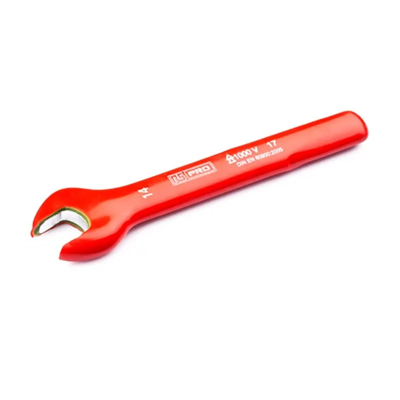 RS PRO Open End Spanner Height Safe Metric 145mm Overall Chrome Vanadium Steel Chrome Plated 1000V VDE Approved 176-3419