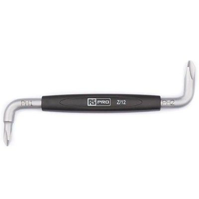 RS PRO Right Angle Offset Screwdriver, PH1 x PH2 Tip, 100 mm Blade, VDE/1000V Approved, Ergonomic Grip, Turkey 176-3423