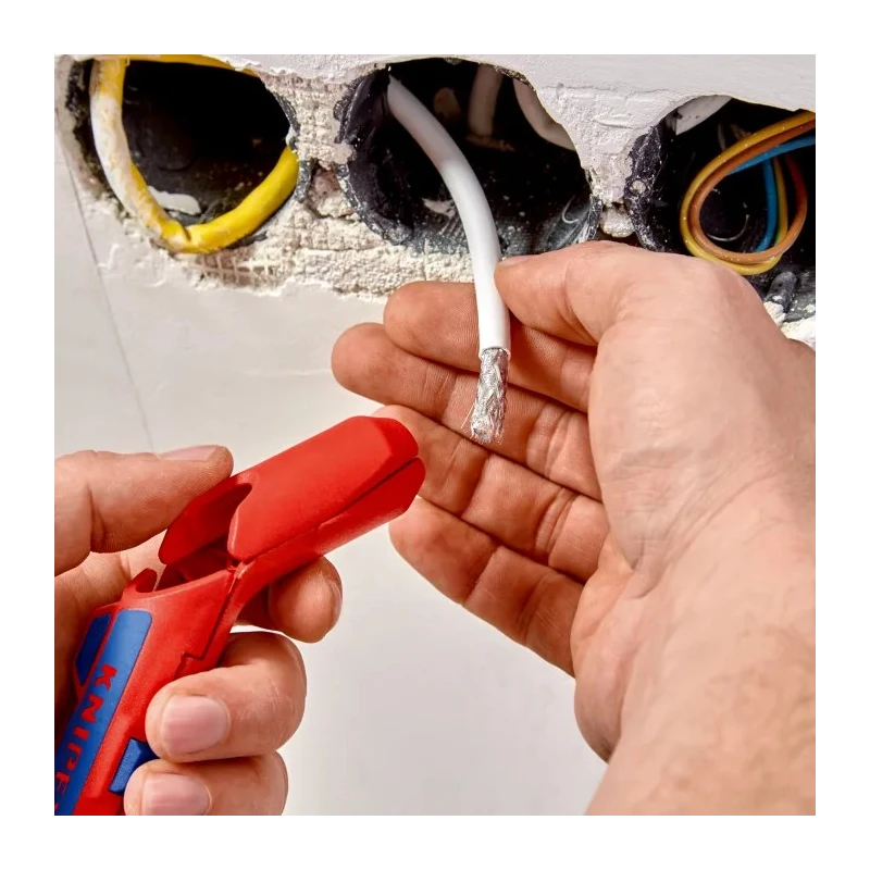 Knipex ERGOSTRIP Universal Cable Stripping Tool, Ergonomic Pistol Grip, Round Standard Waterproof and Coaxial 16 95 02 SB