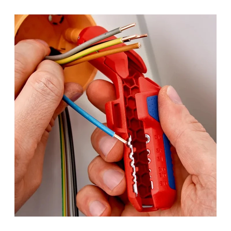 Knipex ERGOSTRIP Universal Cable Stripping Tool, Ergonomic Pistol Grip, Round Standard Waterproof and Coaxial 16 95 02 SB