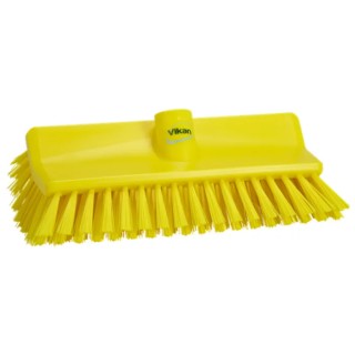 Vikan Hard Bristle Scrubbing Brush Yellow High-Low Brush, 41 mm Bristle Length, Polyester Bristle, Polypropylene Handle 70476