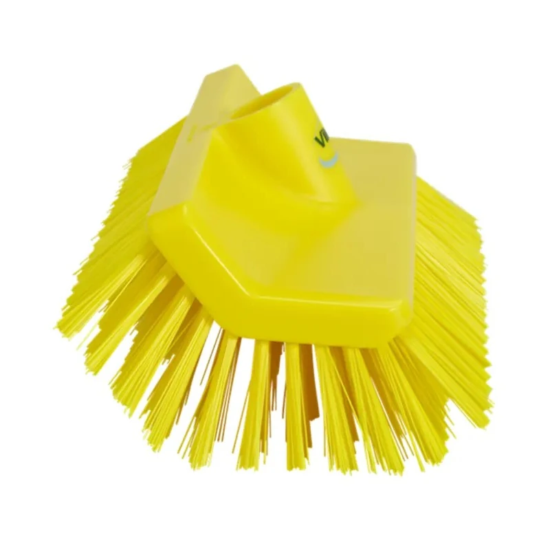 Vikan Hard Bristle Scrubbing Brush Yellow High-Low Brush, 41 mm Bristle Length, Polyester Bristle, Polypropylene Handle 70476