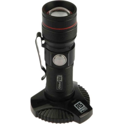 RS PRO LED Pocket Torch Black Rechargeable Lithium-ion 300 lm 93 mm 176-6035