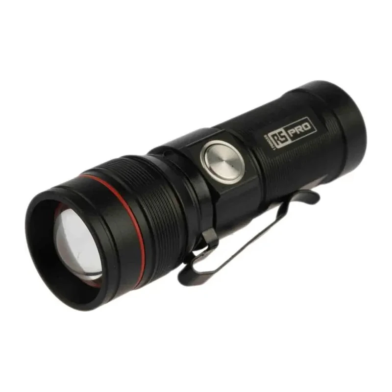 RS PRO LED Pocket Torch Black Rechargeable Lithium-ion 300 lm 93 mm 176-6035