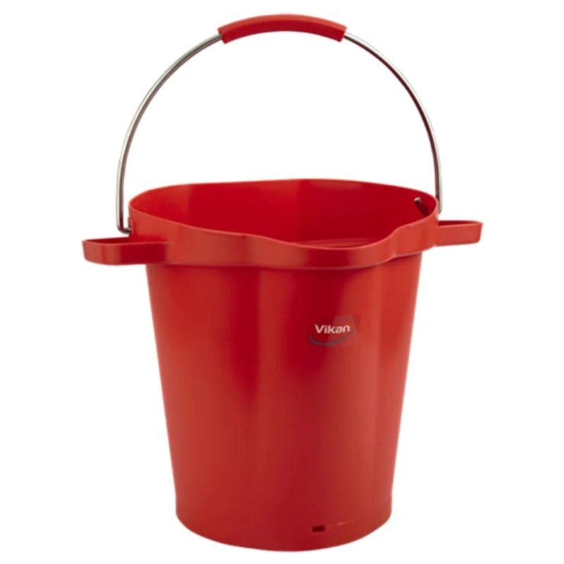 Vikan 20L Plastic Round Bucket with Handle, Red, 470mm x 470mm x 380mm 56924