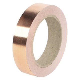 RS PRO Non-Conductive Metallic Tape Copper Foil Backing 19mm x 33m Thermosetting Acrylic Adhesive 155°C Max 176-7503