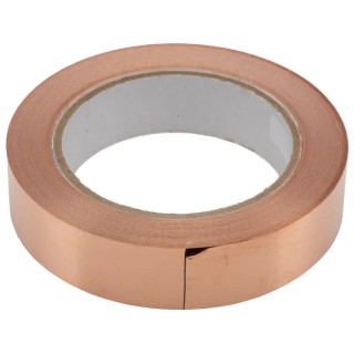 RS PRO Non-Conductive Metallic Tape 25mm x 33m, Copper Foil Backing, Thermosetting Acrylic Adhesive 176-7501