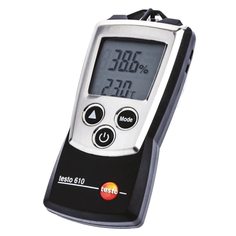 Testo Digital Thermo-Hygrometer with Hold Function, ±0.5°C / ±2.5 %RH Accuracy, Battery Powered AAA, Portable 0560 0610