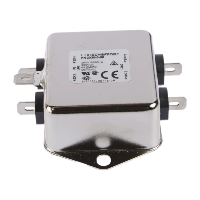 Schaffner Chassis Mount EMI Filter 6 A 250V ac/dc 400Hz Fast-On 1 Phase FN2030