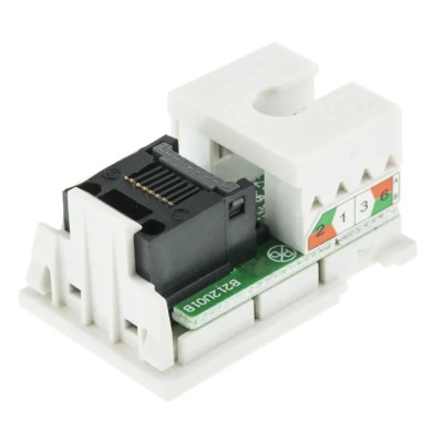 MK Electric Logic Plus Series RJ45 Connector Female Surface Mount Cat5e Straight 1 Port 1 Way 