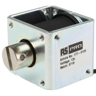 RS PRO Pull Action DC Linear Solenoid 12V 42.5mm Length 40.9mm Width 40.9mm Depth 26mm Stroke 177-0135