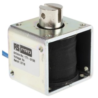 RS PRO Pull Action DC D-Frame Linear Solenoid 42.5 mm Length 40.9 mm Width 40.9 mm Depth 14W Continuous Power 177-0136