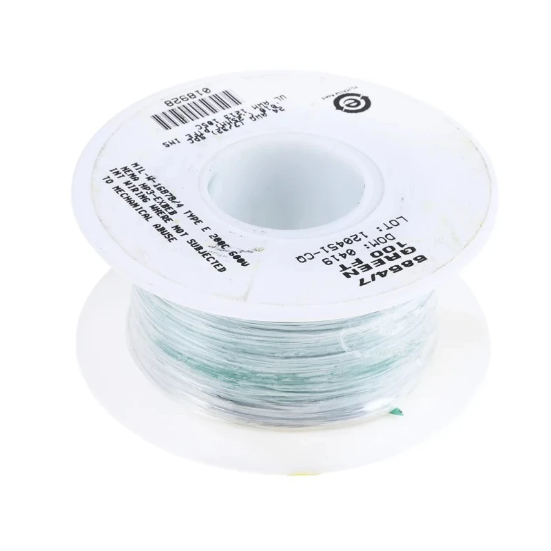 Alpha Wire Hook Up Wire TEFLON Series, 24 AWG, 7/0.20 mm Core Strands, 30 m Length, Green Jacket, 600V, 200°C 5854/7 GR005