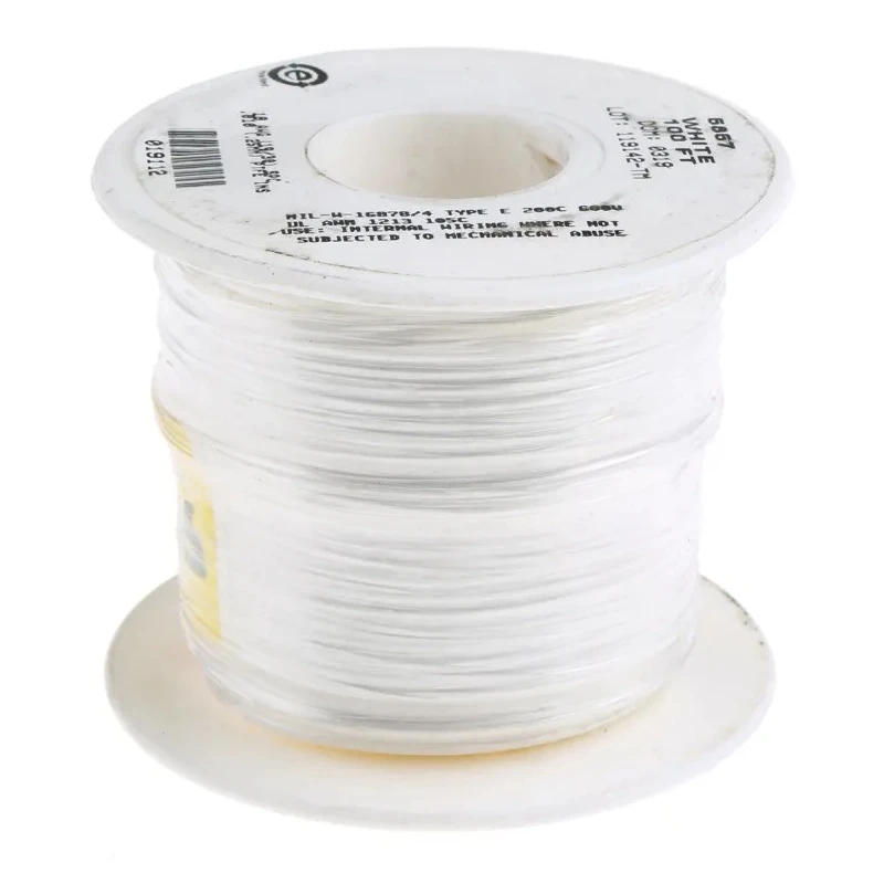 Alpha Wire Hookup Wire TEFLON Series White Hook Up Wire 18 AWG 19/0.25 mm Core Strands 30 m 600V 200°C 5857 WH005