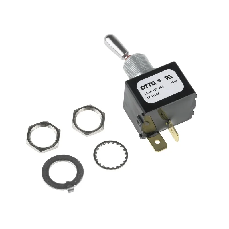 Otto Panel Mount Toggle Switch On-Off SPST Tab Terminal 28 V dc 115 V ac T7-111A5
