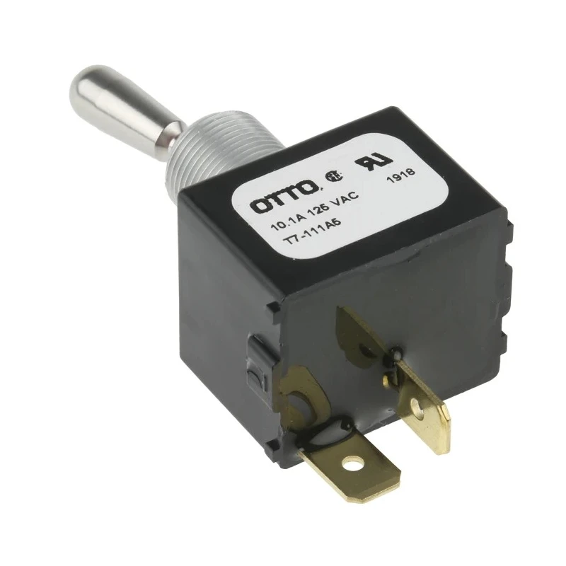 Otto Panel Mount Toggle Switch On-Off SPST Tab Terminal 28 V dc 115 V ac T7-111A5