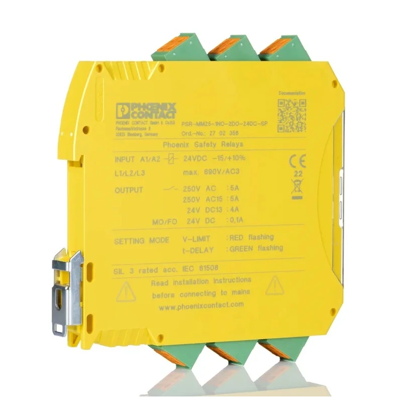Phoenix Contact PSR-mm²5 24V DC Power Safety Relay Manual Reset Method 1 Safety Contact 5A Contact Current 2702356