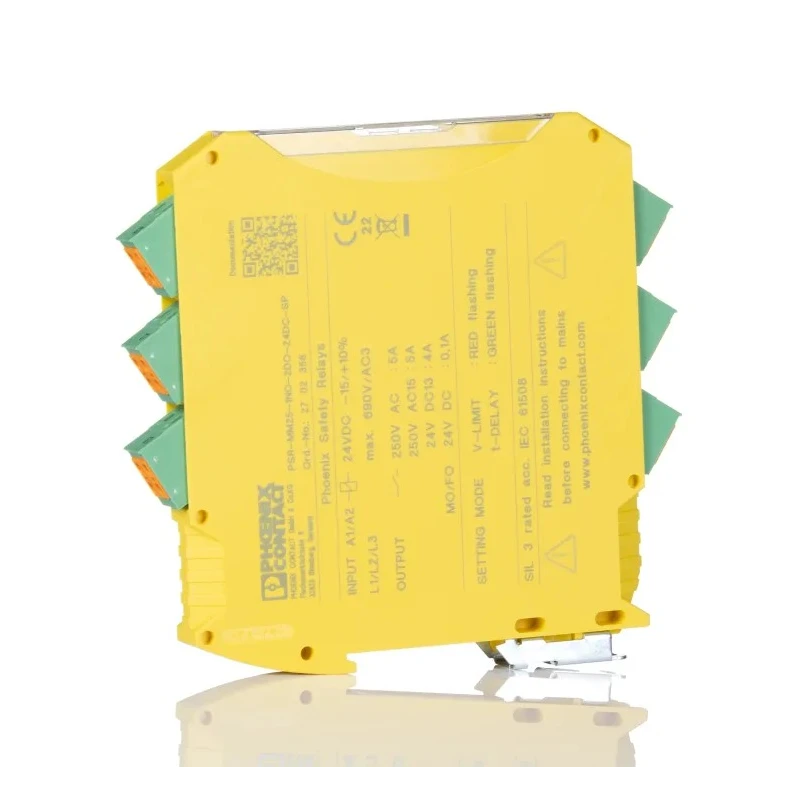 Phoenix Contact PSR-mm²5 24V DC Power Safety Relay Manual Reset Method 1 Safety Contact 5A Contact Current 2702356
