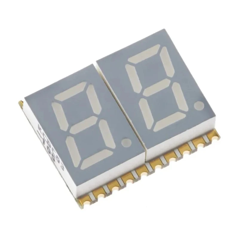 Kingbright 2-Digit 7 Segment LED Display Cathode Red 27mcd Right Side Decimal 7.6mm KCDC03-105