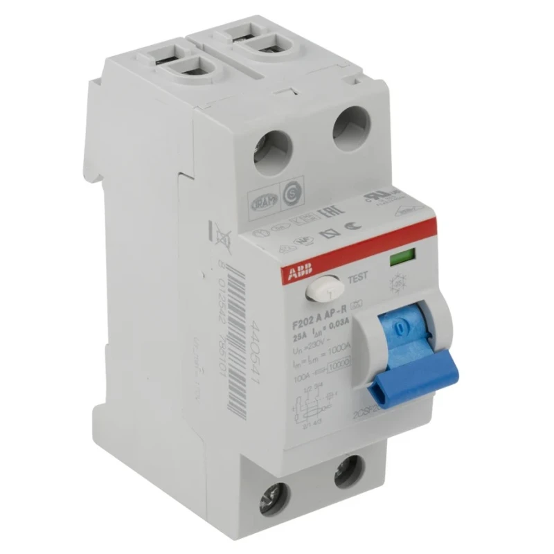 ABB Residual Current Circuit Breaker F200 Series, 25A, 2-Pole, 30mA, Type A, 1kA 2CSF202401R1250 F202 A-25/0,03 AP-R