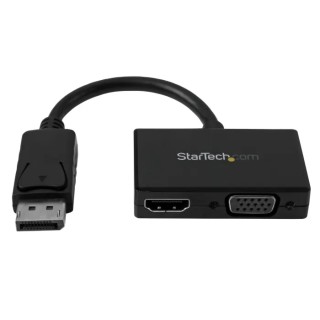 StarTech.com 2 Port DisplayPort to VGA HDMI Adapter 150 mm Cable Length 1920 x 1200 Pixel Maximum Resolution DP2HDVGA