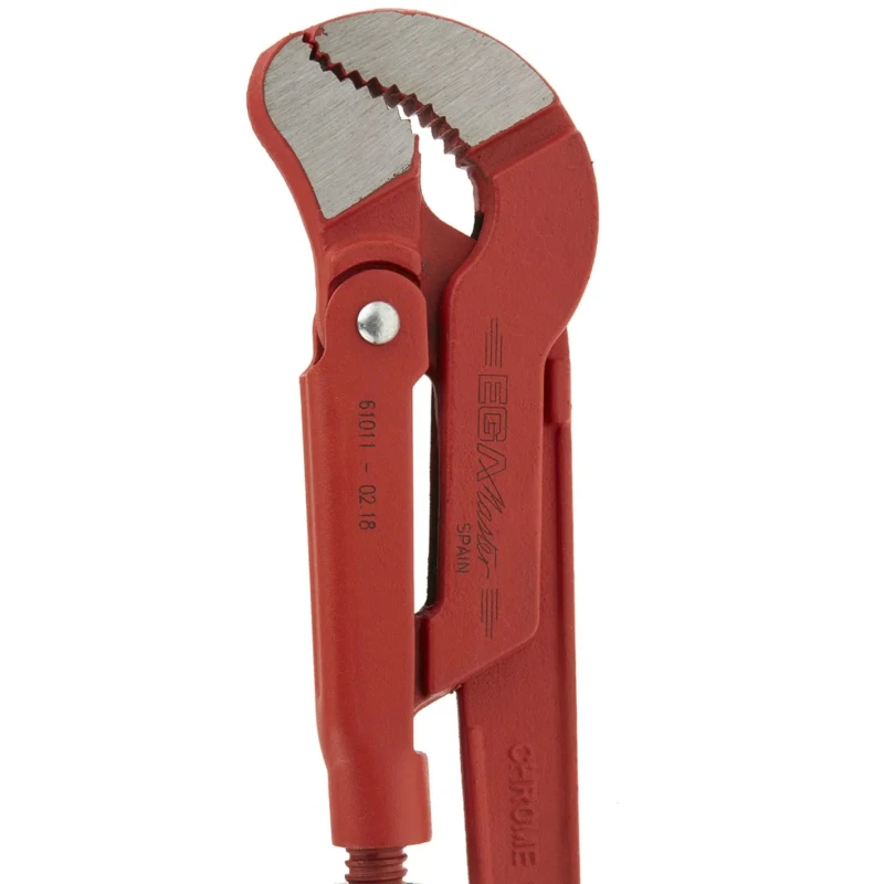 Ega-Master Pipe Wrench 25.4 mm Jaw Capacity, 330 mm Overall Length, Metal Handle, Chrome Vanadium Steel, VDE 1000V 61011
