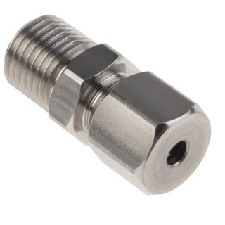 RS PRO Stainless Steel Compression Fitting for Use with Thermocouple or PRT Probe 1/4 BSP Thread 4mm Probe Diameter 178-0961