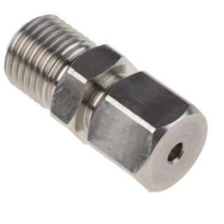 RS PRO Stainless Steel Compression Fitting for Use with Thermocouple or PRT Probe 1/4 BSP Connector 3.175 mm Probe 178-0962
