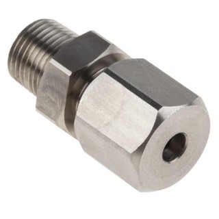 RS PRO Stainless Steel Compression Fitting for Thermocouple or PRT Probe 1/8BSPT Connector Size 4mm Probe Diameter 178-0963