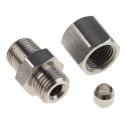 RS PRO Stainless Steel Compression Fitting for Thermocouple or PRT Probe 1/8BSPT Connector Size 4mm Probe Diameter 178-0963