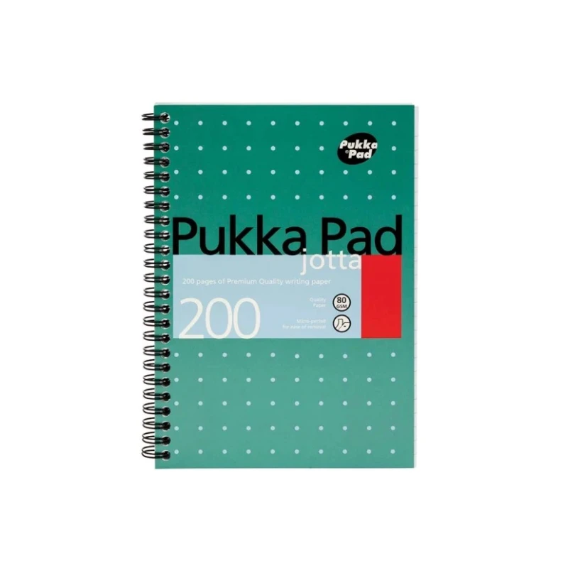 Pukka A5 Size Wirebound Notepad with 200 Ruled Sheets, Green Cover, Model JM021