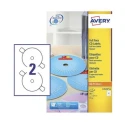 Avery White CD & DVD Laser Printable Self-Adhesive Labels, 117 mm, 25 Sheets L7676-25
