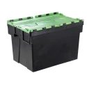 RS PRO 77L Green Polypropylene Attached Lid Container, 600 mm x 400 mm x 400 mm 178-3350
