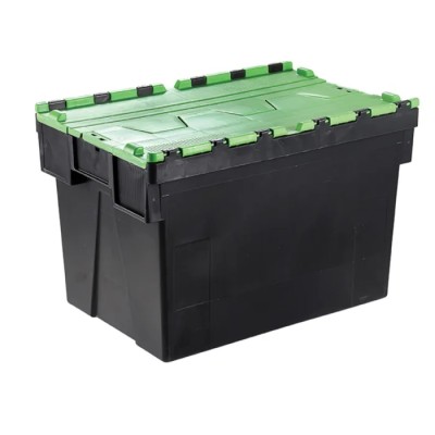 RS PRO 77L Green Polypropylene Attached Lid Container, 600 mm x 400 mm x 400 mm 178-3350