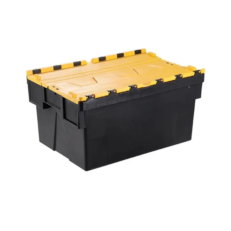 RS PRO 65L Yellow Polypropylene Attached Lid Container 600 mm x 400 mm x 365 mm 178-3352