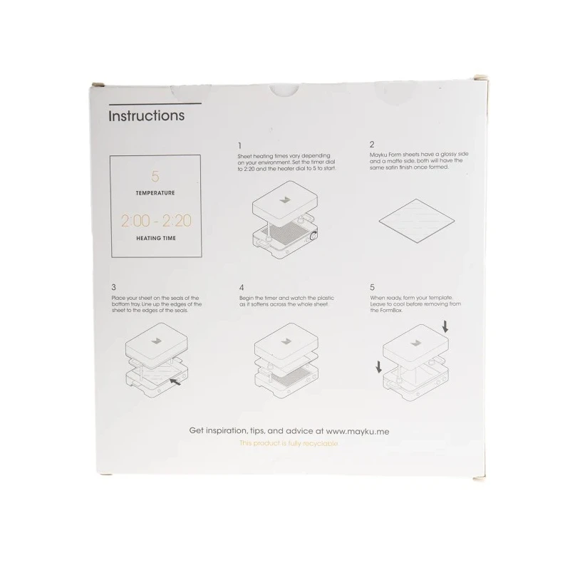 Mayku Sheets 200 x 200 mm Forming Bed Polyethylene Terephthalate-G (PETG) Material MFA180100AA