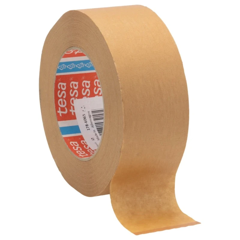 Tesa Masking Tape Crepe Paper Backing Natural Rubber Adhesive 50mm x 50m Brown 04341-00006-00