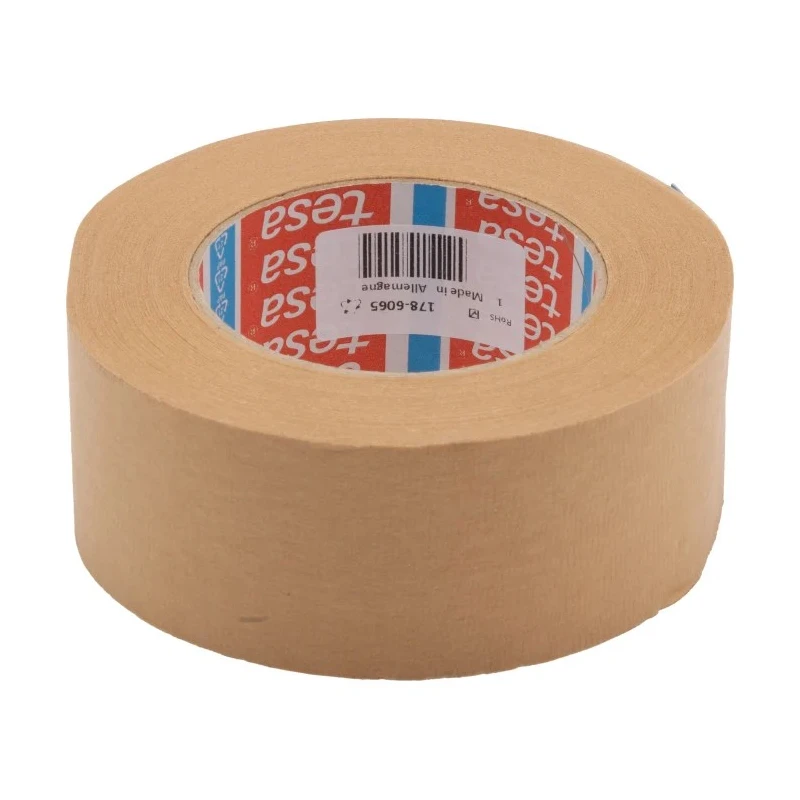 Tesa Masking Tape Crepe Paper Backing Natural Rubber Adhesive 50mm x 50m Brown 04341-00006-00