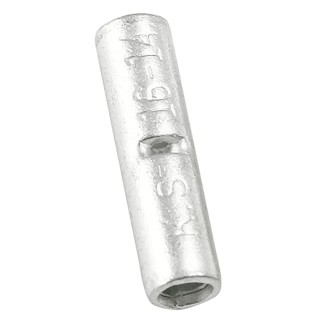 RS PRO Butt Splice Connector Silver Uninsulated Tin Plated Copper Contact 14 AWG 16 mm Length 3.9 mm Diameter 0.8 178-7200