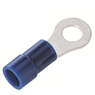 RS PRO Insulated Ring Terminal 4.3 mm Stud Size 16 AWG 14 AWG Wire Size Vinyl Insulation Blue 178-7271