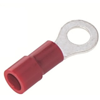 RS PRO Insulated Ring Terminal, Vinyl Insulation, 4.3 mm Stud Size, 22 to 16 AWG Wire Size, Copper Tin-Plated 178-7270