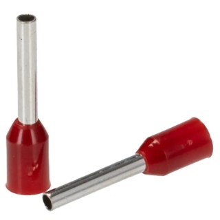 RS PRO Insulated Crimp Bootlace Ferrule, 10 mm Pin Length, 1.7 mm Pin Diameter, Red, 18 AWG Wire Size 178-7302
