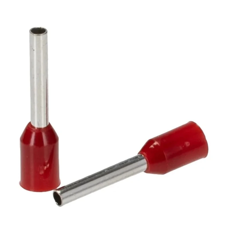 RS PRO Insulated Crimp Bootlace Ferrule, 10 mm Pin Length, 1.7 mm Pin Diameter, Red, 18 AWG Wire Size 178-7302