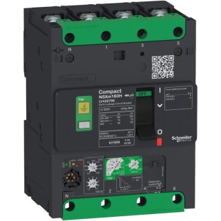 Schneider Electric Molded Case Circuit Breaker ComPact Compact NSXm 4-Pole 160A Breaking Capacity 25 kA DIN Rail LV426768