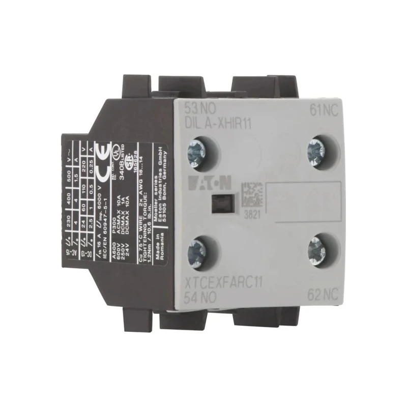 Eaton Auxiliary Contact, 2 Contact, 1 NO/1 NC, Front Fixing, 16 A, 220 V DC, 500 V AC, 110140 DILA-XHIR11