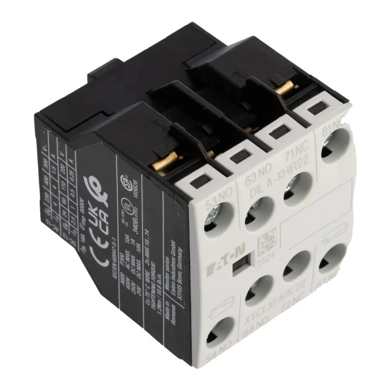 Eaton Auxiliary Contact, 4 Contact, 2 NC/2 NO, DILA Series, Front Fixing, 16 A, 220 V dc, 500 V ac, Model 139580 DILA-XHIR22