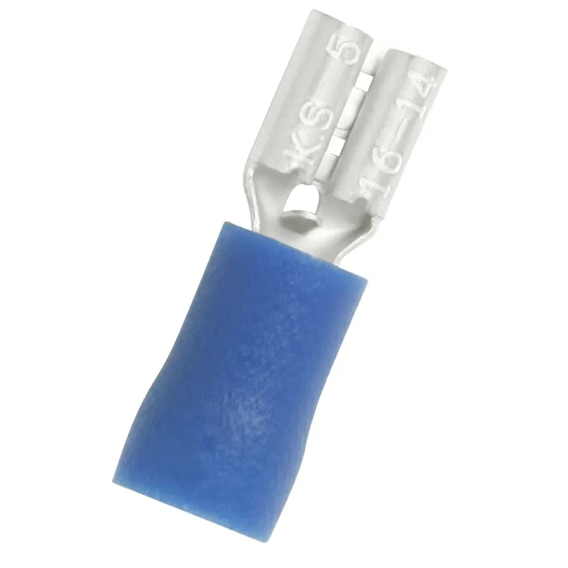 RS PRO Blue Insulated Female Spade Connector, Crimp Termination, 0.5 x 4.75 mm Tab Size 16 AWG to 14 AWG 178-8281