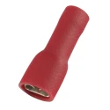 RS PRO Red Insulated Female Crimp Spade Connector, 0.8 x 4.75 mm Tab Size, 22 AWG to 16 AWG, Brass, Vinyl 178-8285