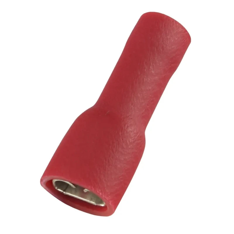 RS PRO Red Insulated Female Crimp Spade Connector, 0.8 x 4.75 mm Tab Size, 22 AWG to 16 AWG, Brass, Vinyl 178-8285