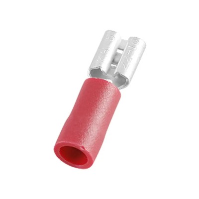 RS PRO Red Insulated Female Spade Connector, Crimp, 0.8 x 4.75 mm Tab Size, 22 AWG to 16 AWG, Vinyl Insulation 178-8280